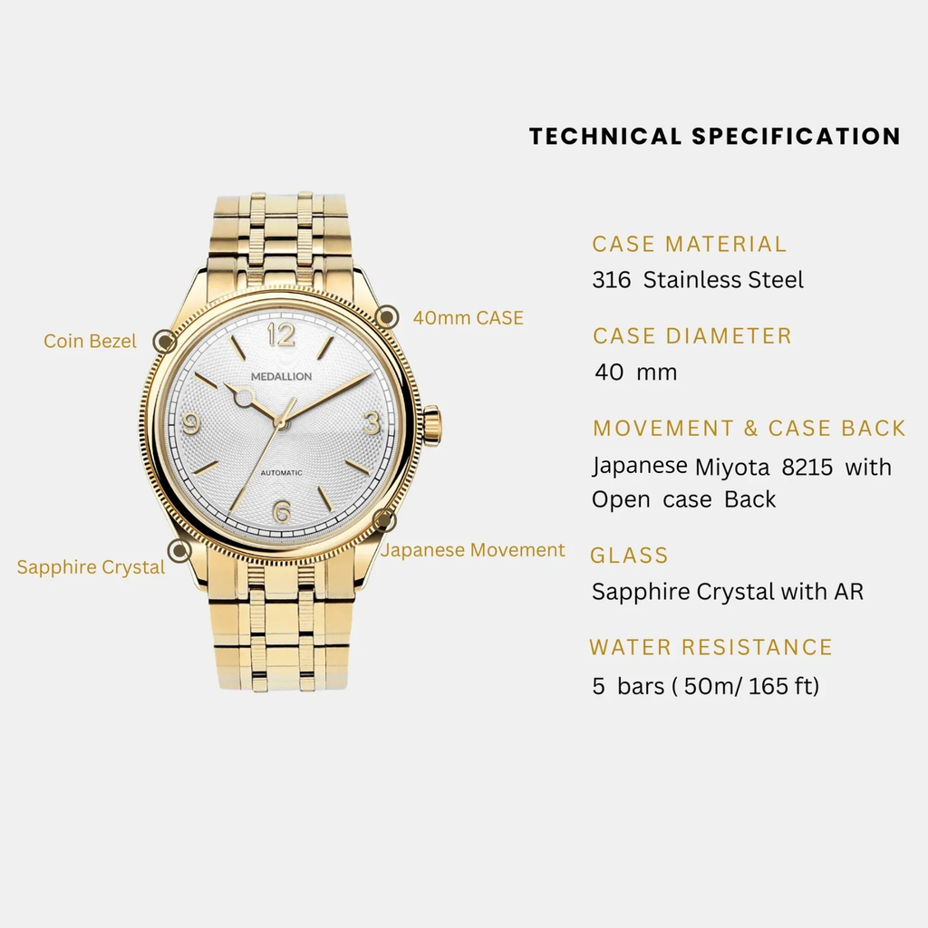 MEDALLION "Virtuoso" Mens 40 mm Automatic Watch