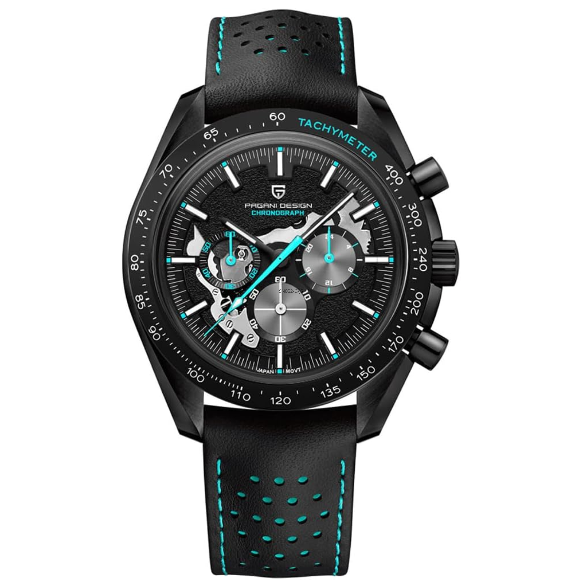 Pagani Design PD-1779 Moon Back Men's Watches Luxury Quartz Watch Men Skeleton Sport Chronograph AR Sapphire Glass Wrist Watch - Blue