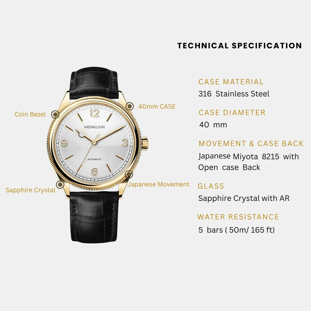 MEDALLION "Virtuoso" Mens 40 mm Automatic Watch