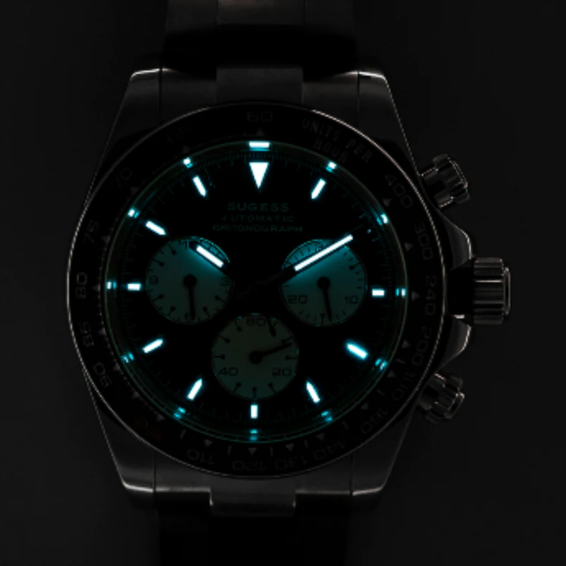 Sugess Automatic Chronograph 418-2 Black Dial Ceramic Bezel Professional