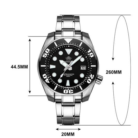 ADDIESDIVE® Sumo Green Professional Dive Watch for Men 44.5mm (MY-H10) - Black