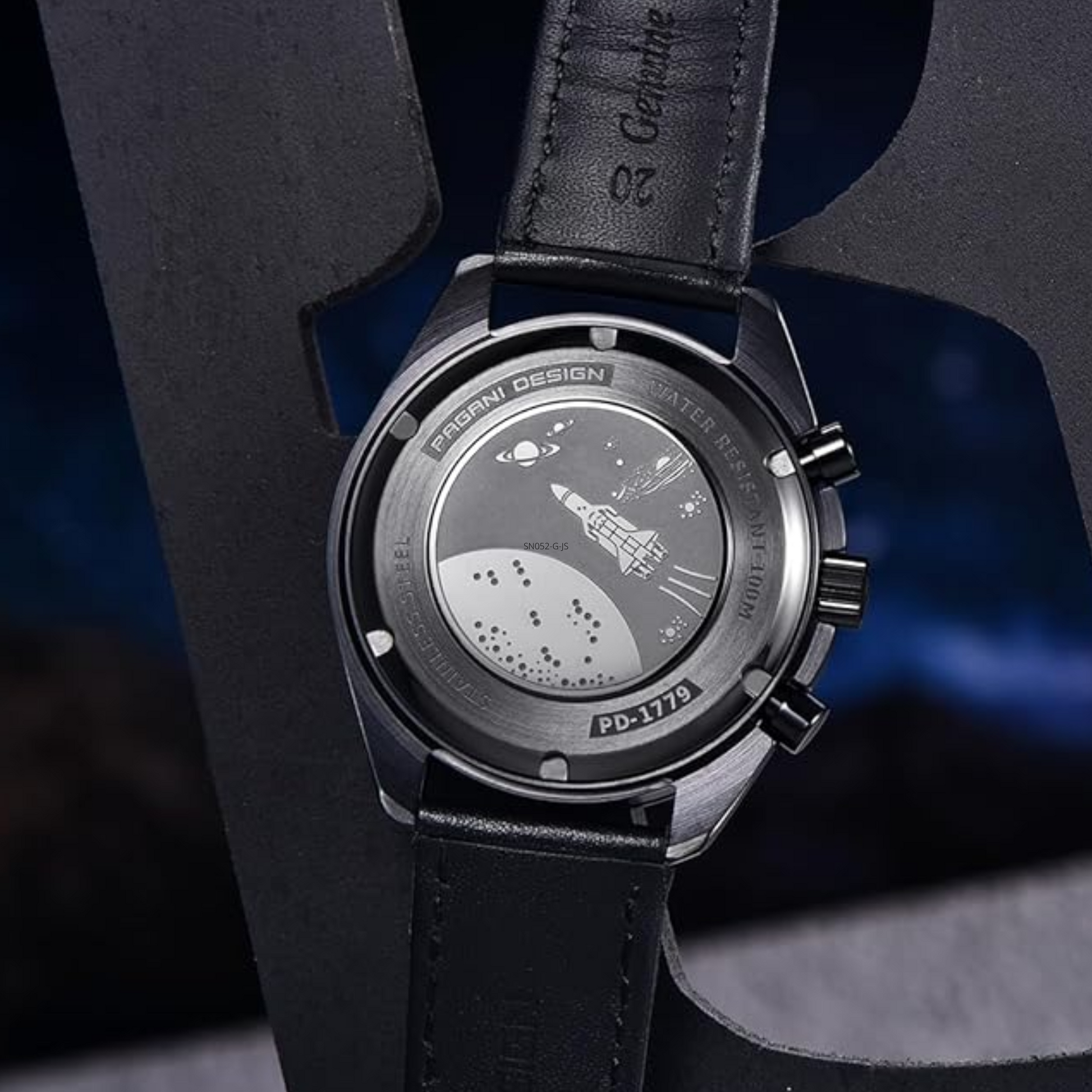 Pagani Design PD-1779 Moon Back Men's Watches Luxury Quartz Watch Men Skeleton Sport Chronograph AR Sapphire Glass Wrist Watch - Blue
