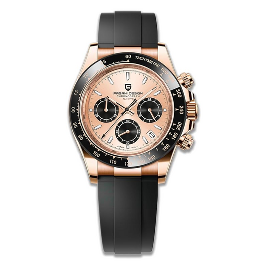 Pagani Design PD-1664 | Luxury | Meca-Quartz Movement (SeikoVK63) | Stainless Steel Men's 40MM Watch - Rose Gold Dial