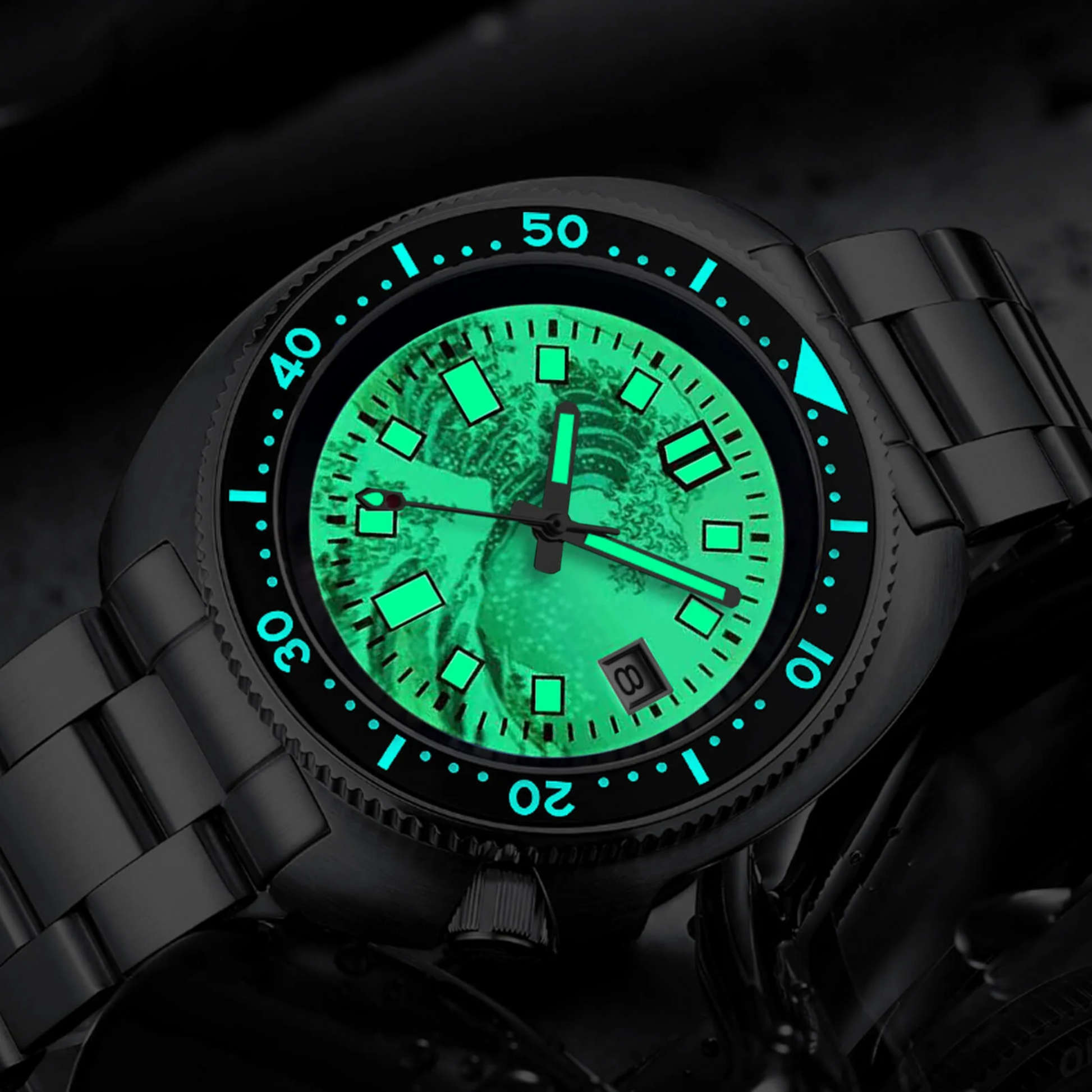 ADDIESIVE Diving Watch Synthetic Sapphire Crystal Luminous Dial 200M H8-Surf