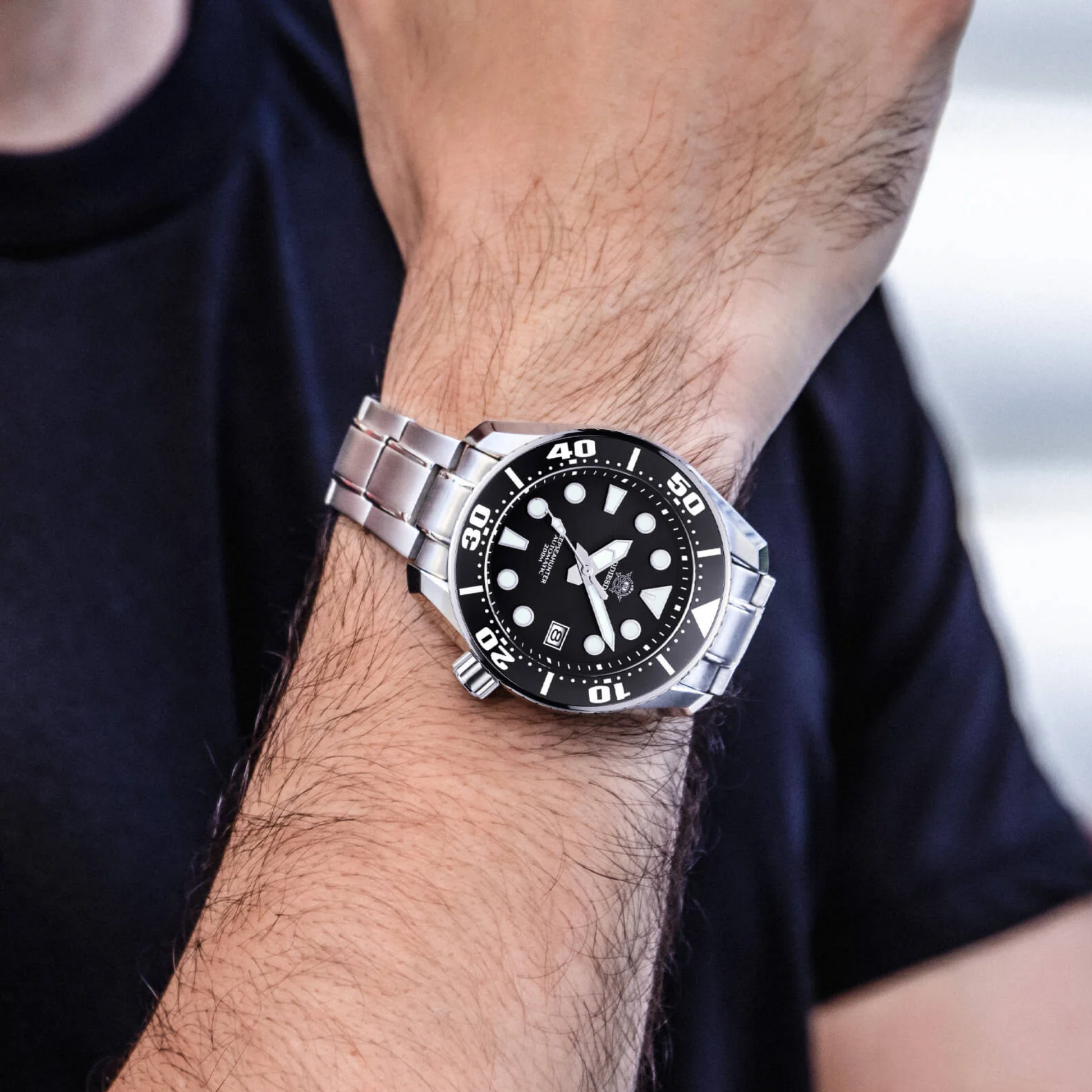 ADDIESDIVE® Sumo Green Professional Dive Watch for Men 44.5mm (MY-H10) - Black
