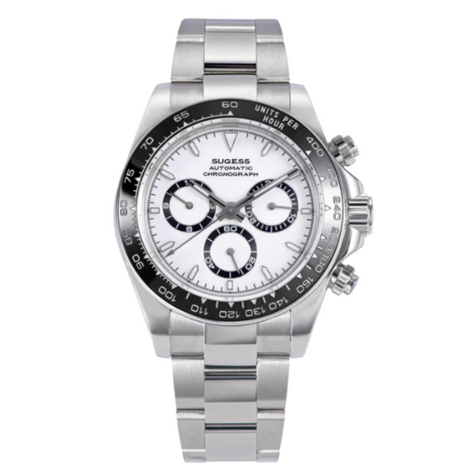 Sugess Automatic Chronograph 418-2 White Dial Ceramic Bezel Professional