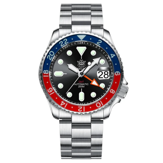 Steeldive SD1994L Sapphire Bezel NH34 GMT Watch - Black Dial