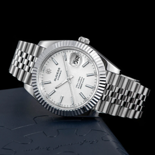 Sugess S448 White Dial Fluted Bezel Jubilee Bracelet ST2130