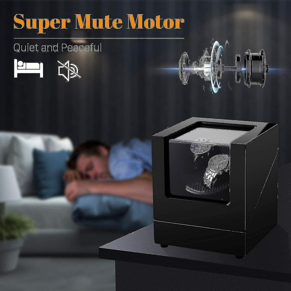 Automatic Double Watch Winder Box Luxurious Wooden Shell Piano Paint Exterior & Silent Wrist Watch Motor: Maroon/Black-Carbon FIber