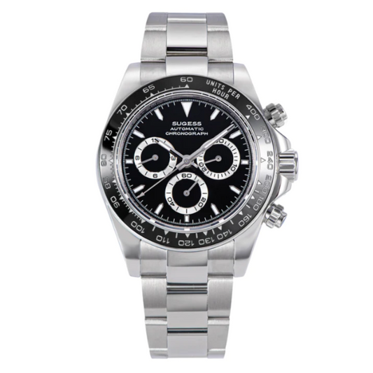 Sugess Automatic Chronograph 418-2 Black Dial Ceramic Bezel Professional