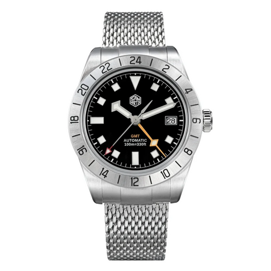 San Martin New 39mm GMT Watch Luxury NH34 SN0135 - Black