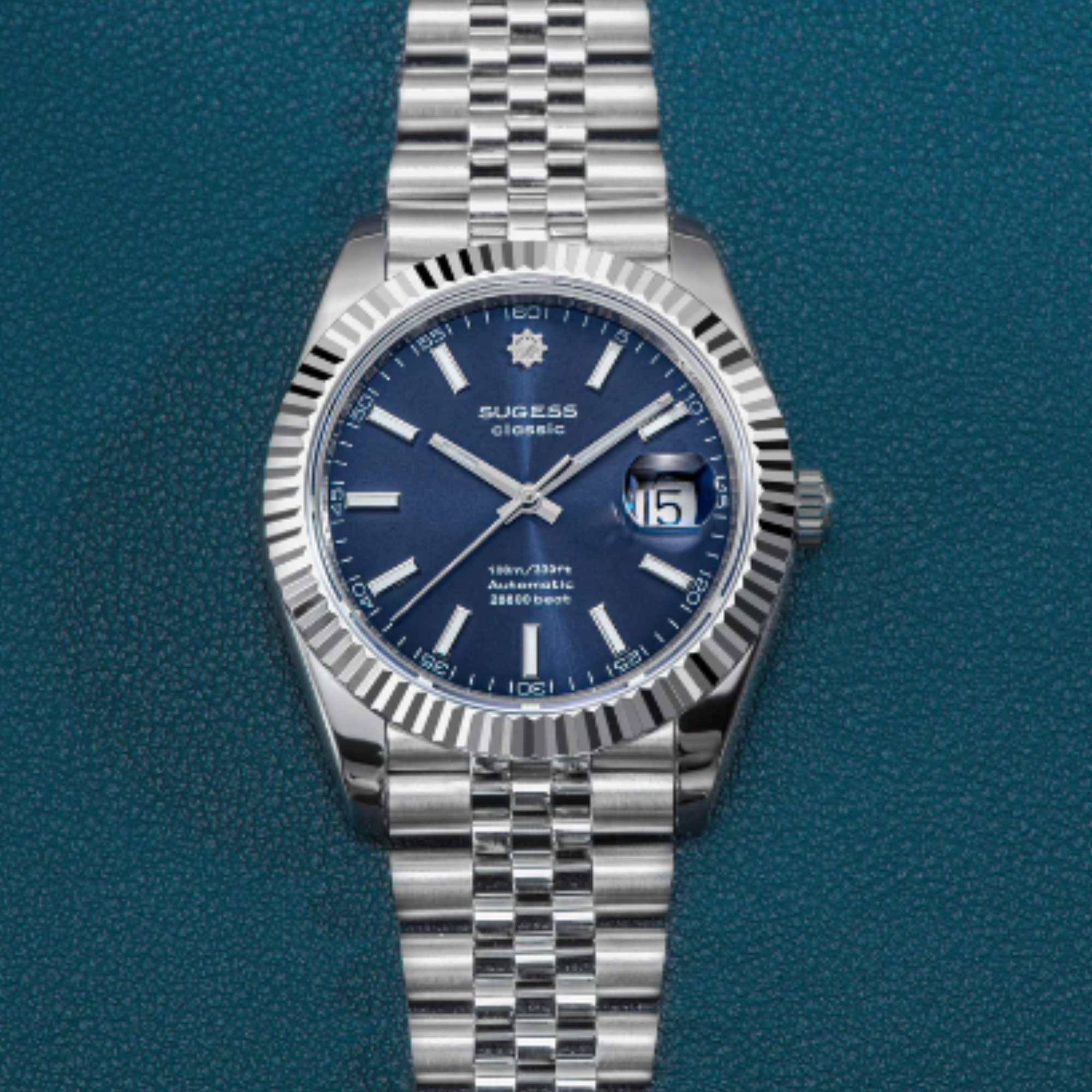 Sugess Automatic Classic S448 Deep Blue Dial Fluted Bezel Jubilee Bracelet ST2130