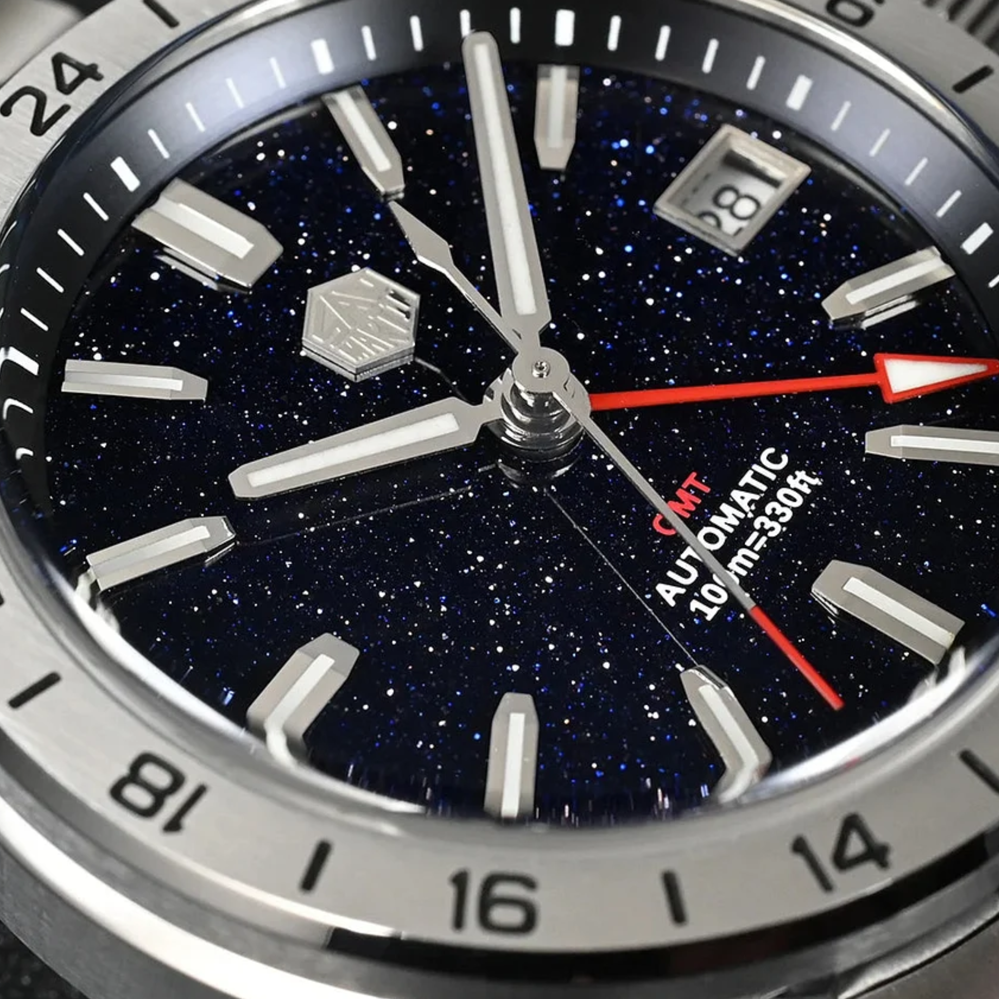 San Martin Aventurine Gemstone NH34 GMT Watch SN0129GB - Black Aventurine