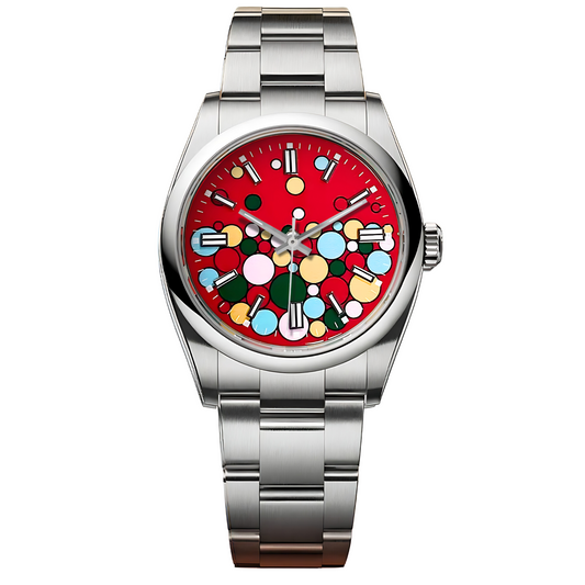 Dream Watches Special Edition 39 mm 'Celebration Dial' with Seiko NH35 Automatic Movement Sapphire Crystal Dress Watch - Crimson Celebration Red