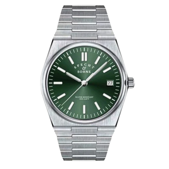 Specht&Sohne 37 Mm Mens Luxury Watch With Japanese Quartz Movement -  Quartz Green Edition