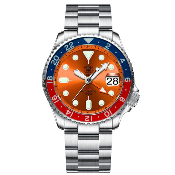 Steeldive SD1994L Sapphire Bezel NH34 GMT Watch - Orange Dial