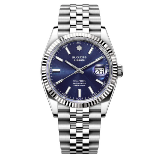 Sugess Automatic Classic S448 Deep Blue Dial Fluted Bezel Jubilee Bracelet ST2130