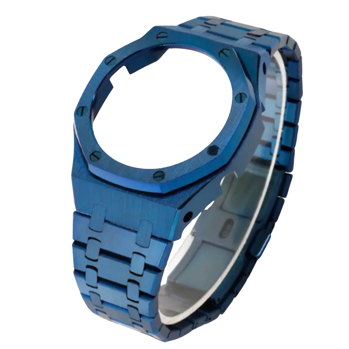 Mod Kit Metal Watchband and Metal Case for G-shock GA-2100 and GA-2110/BA-2100 " Casioak" (Blue Bracelet)