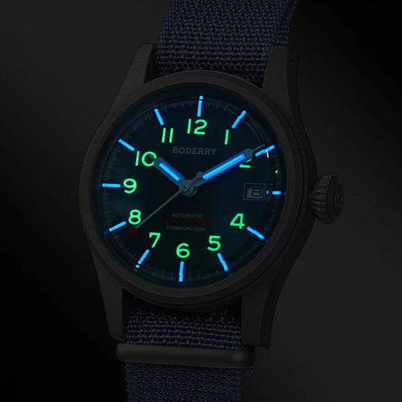 LANDMASTER - 100M Waterproof Titanium Automatic Field Watch - Blue