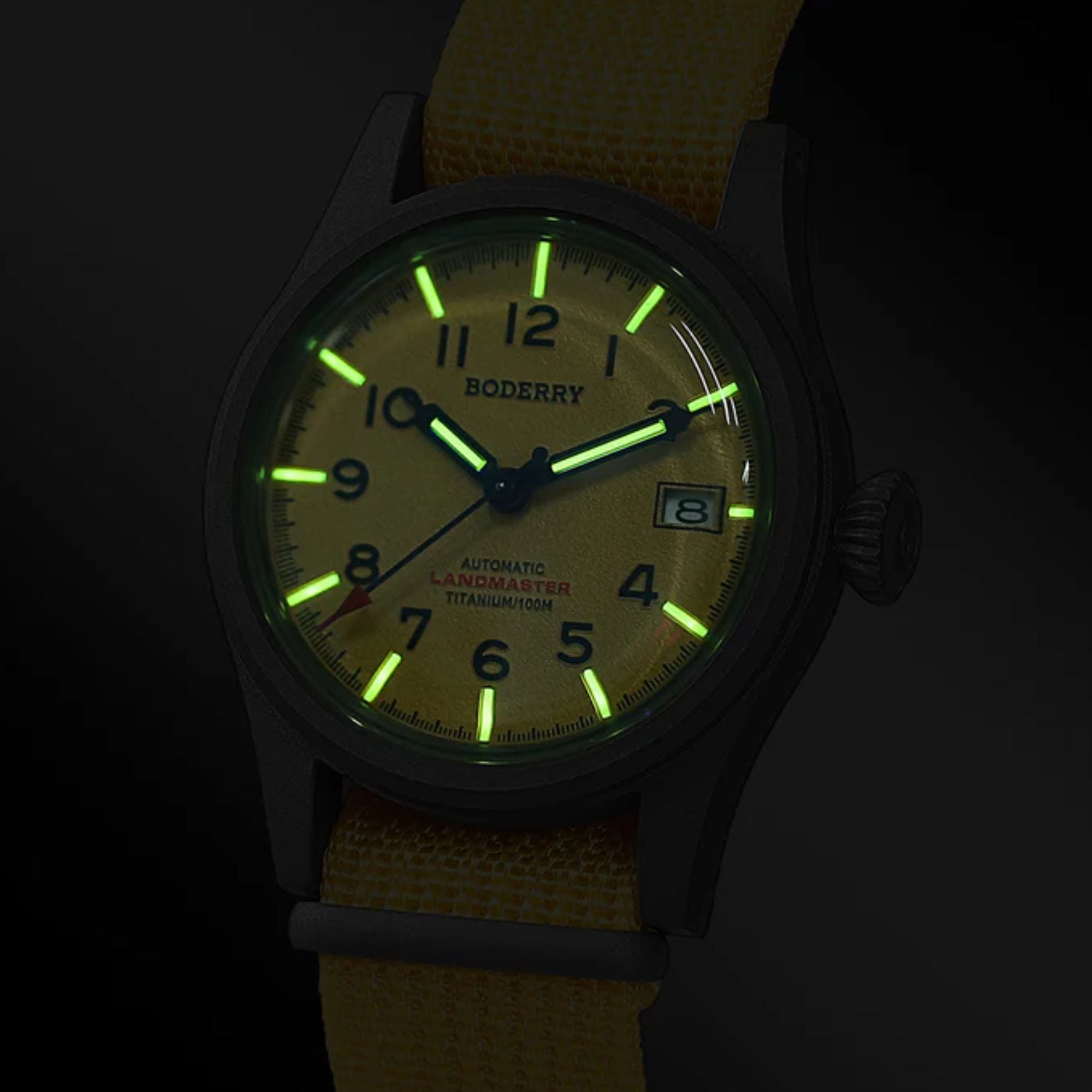 LANDMASTER - 100M Waterproof Titanium Automatic Field Watch | Yellow-bracelet