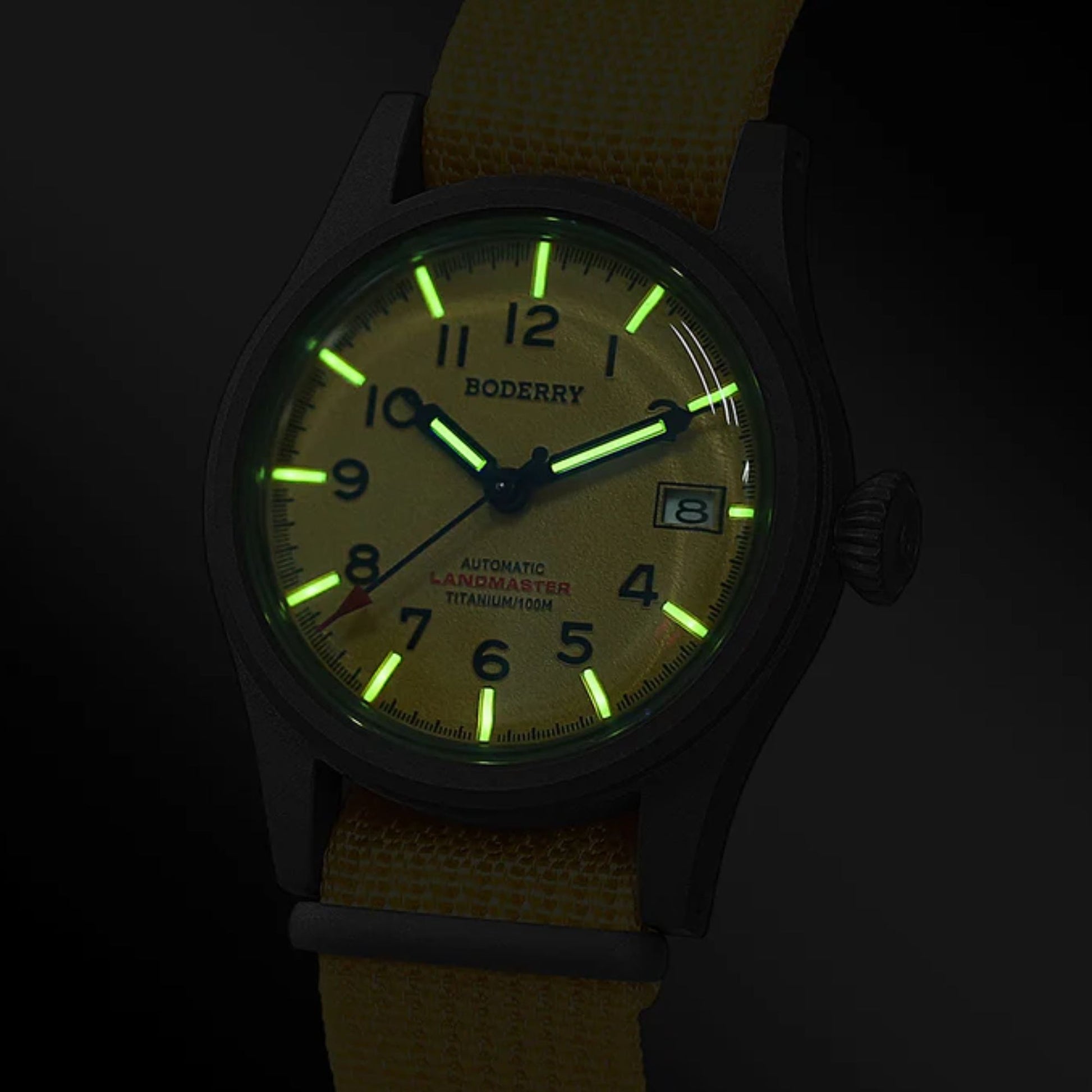 LANDMASTER - 100M Waterproof Titanium Automatic Field Watch | Yellow-bracelet