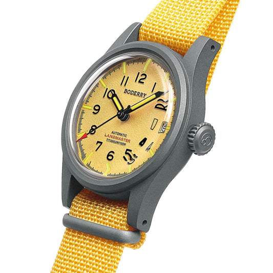 LANDMASTER - 100M Waterproof Titanium Automatic Field Watch | Yellow-bracelet