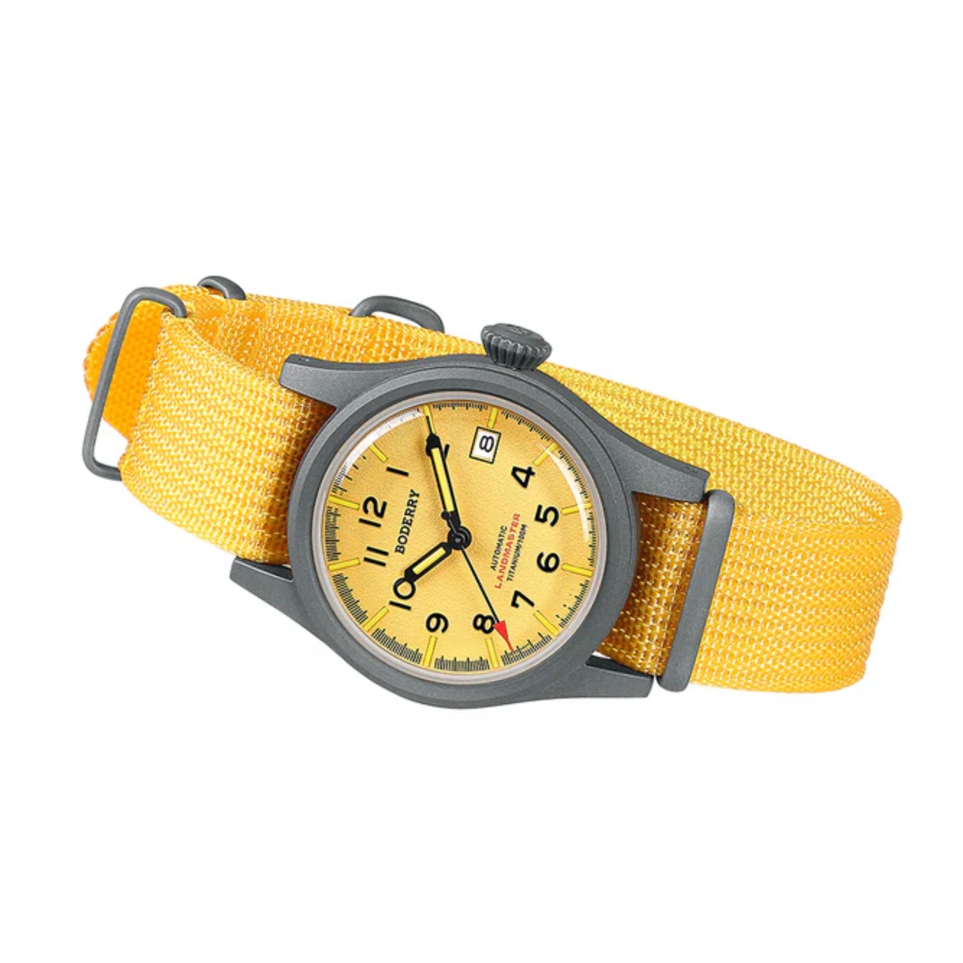 LANDMASTER - 100M Waterproof Titanium Automatic Field Watch | Yellow-bracelet