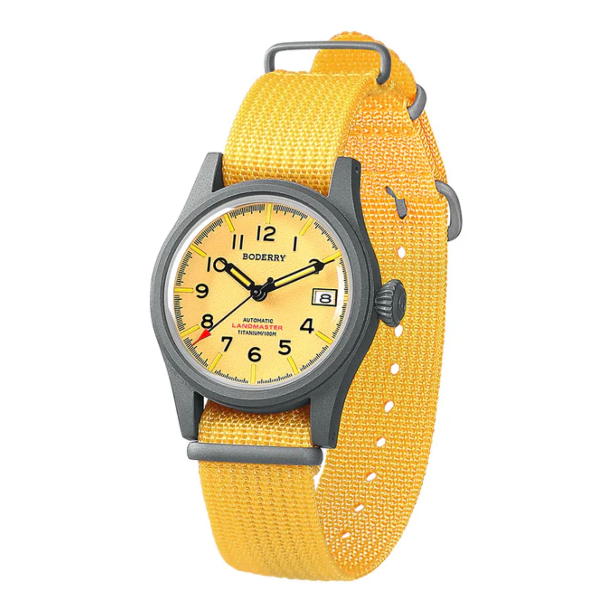 LANDMASTER - 100M Waterproof Titanium Automatic Field Watch | Yellow-bracelet