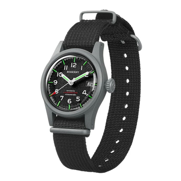 LANDMASTER - 100M Waterproof Titanium Automatic Field Watch | Black