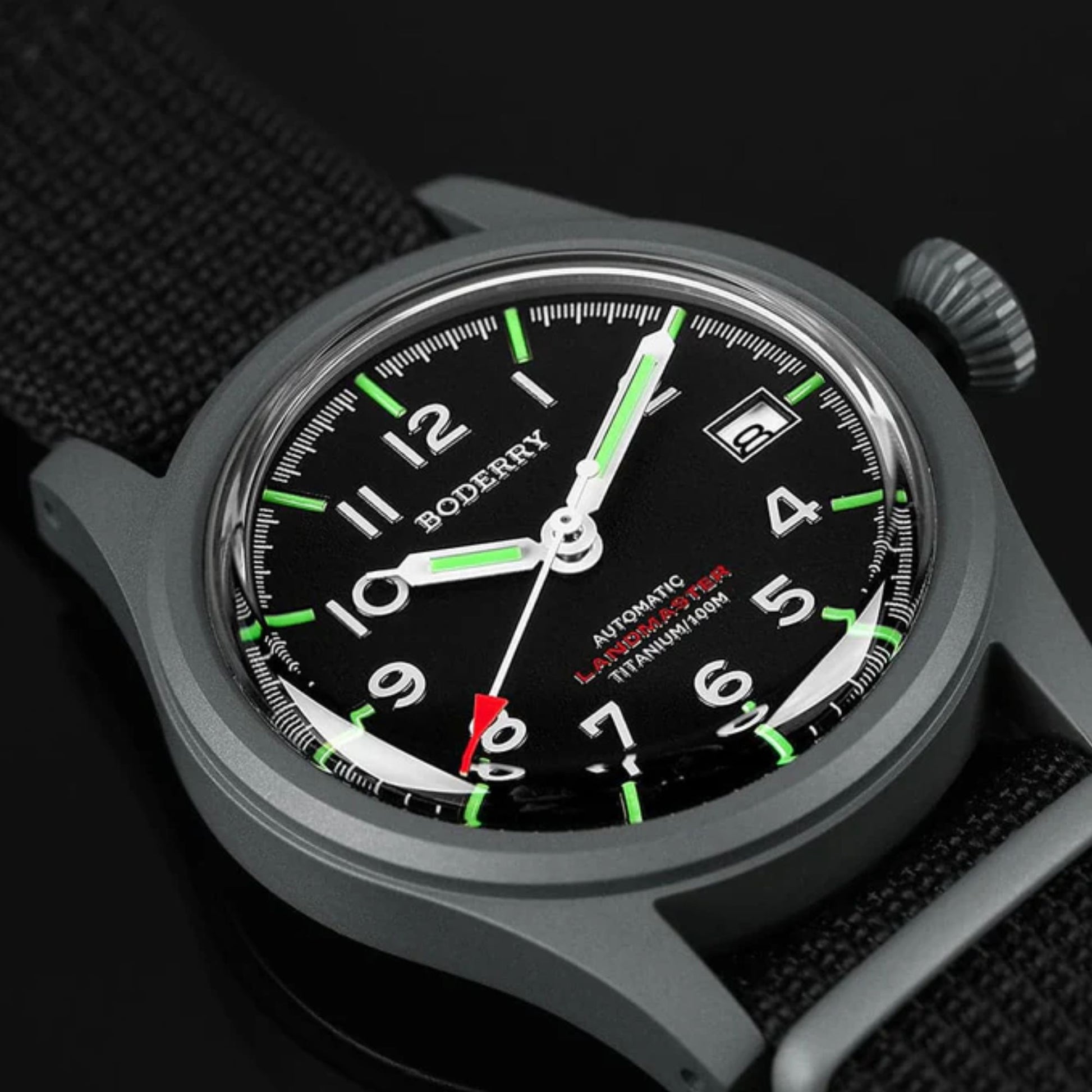 LANDMASTER - 100M Waterproof Titanium Automatic Field Watch | Black