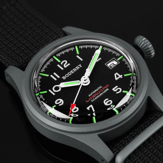 LANDMASTER - 100M Waterproof Titanium Automatic Field Watch | Black