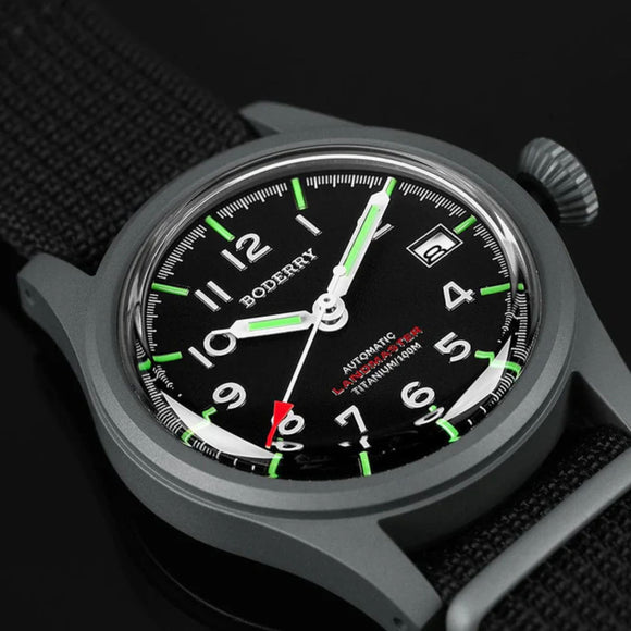 LANDMASTER - 100M Waterproof Titanium Automatic Field Watch | Black
