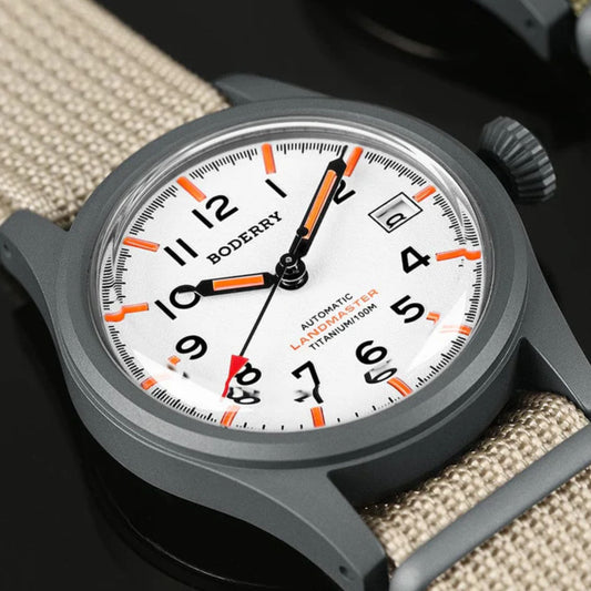 LANDMASTER - 100M Waterproof Titanium Automatic Field Watch | White