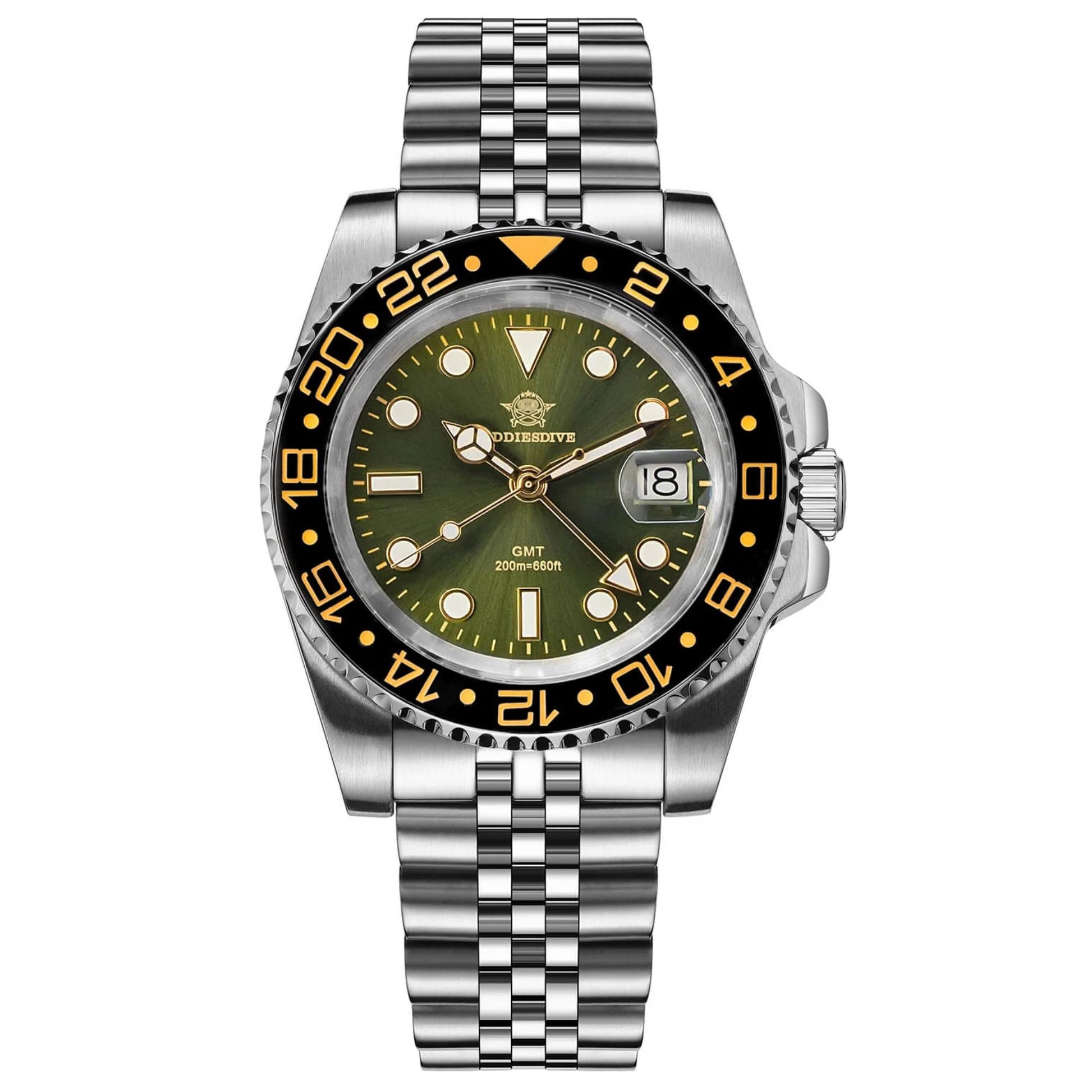 ADDIESDIVE Water Ghost Luxury Dive Watch GMT Watch AD2050 with Swiss Movement