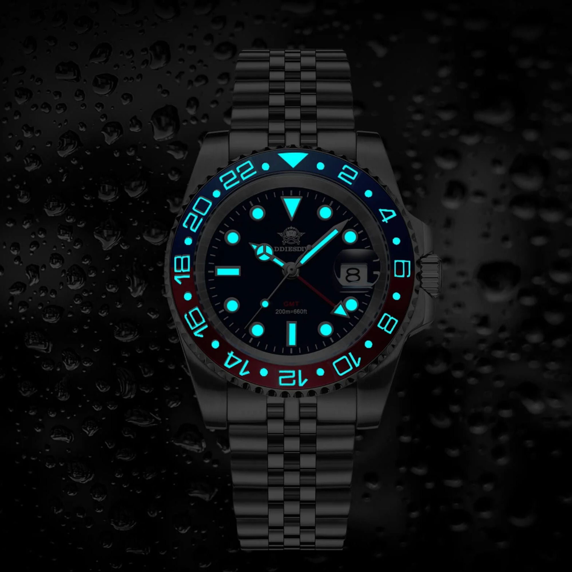 ADDIESDIVE Water Ghost Luxury Dive GMT Watch AD2050 with Swiss Movement