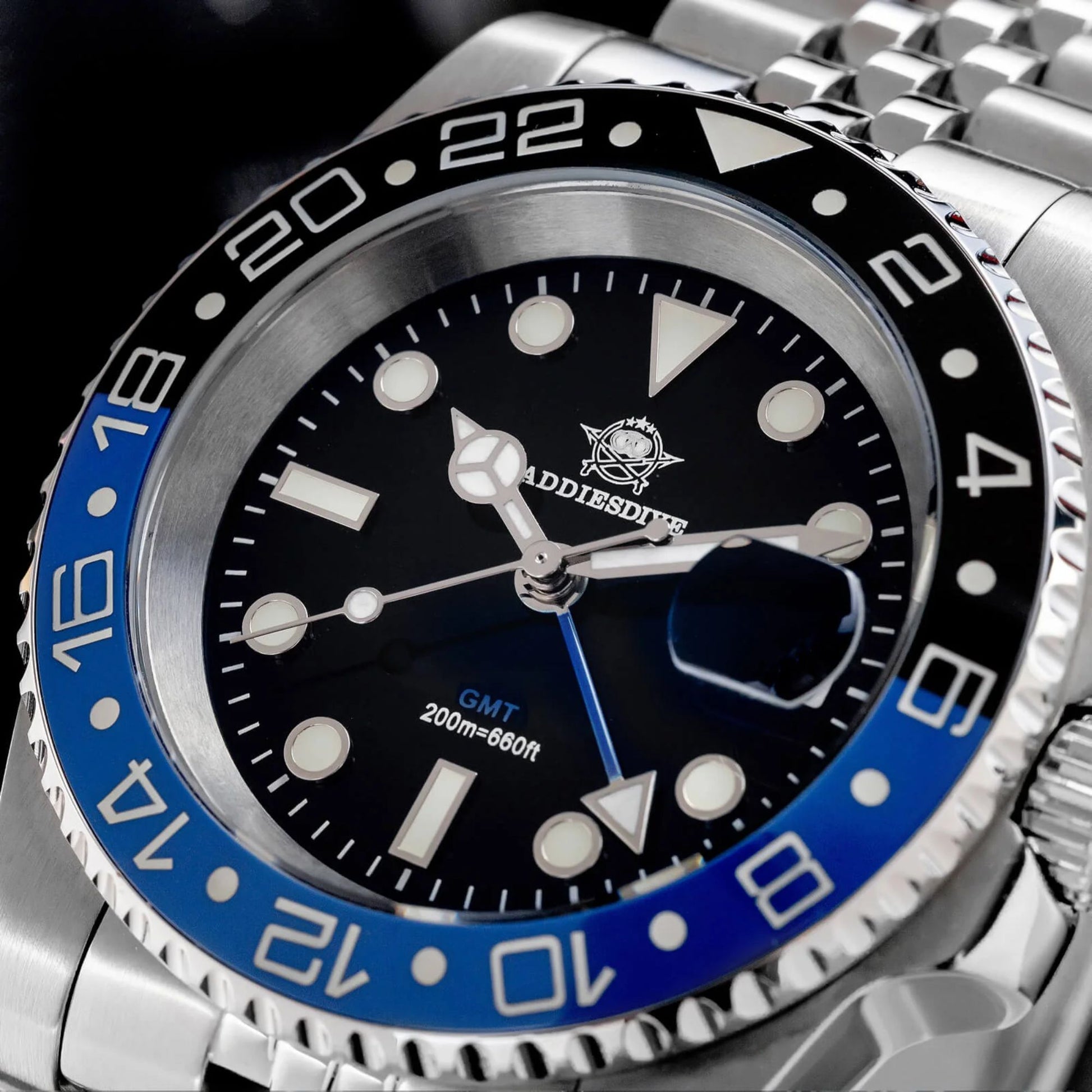 ADDIESDIVE Water Ghost Luxury Dive GMT Watch AD2050 with Swiss Movement