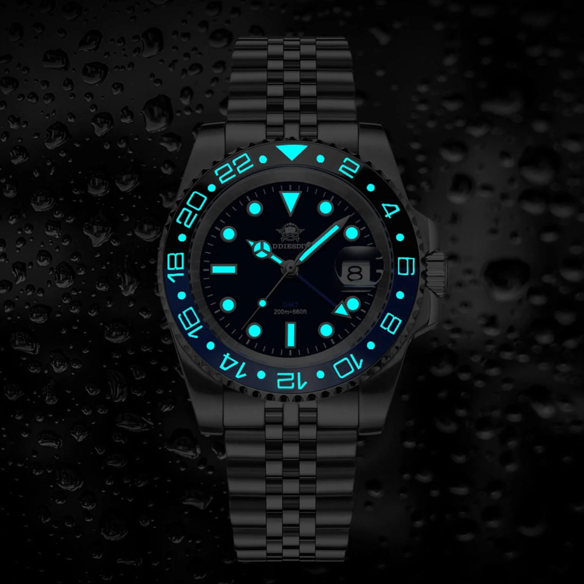 ADDIESDIVE Water Ghost Luxury Dive GMT Watch AD2050 with Swiss Movement