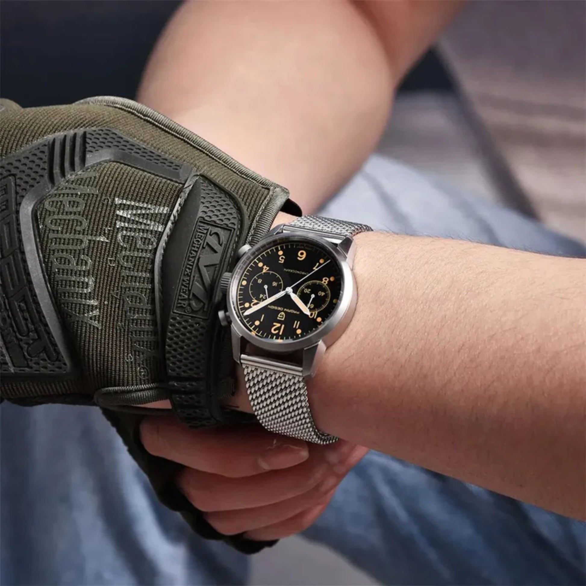 PAGANI DESIGN PD1708 Men's 38mm Stainless Steel Chronograph with Mesh Strap