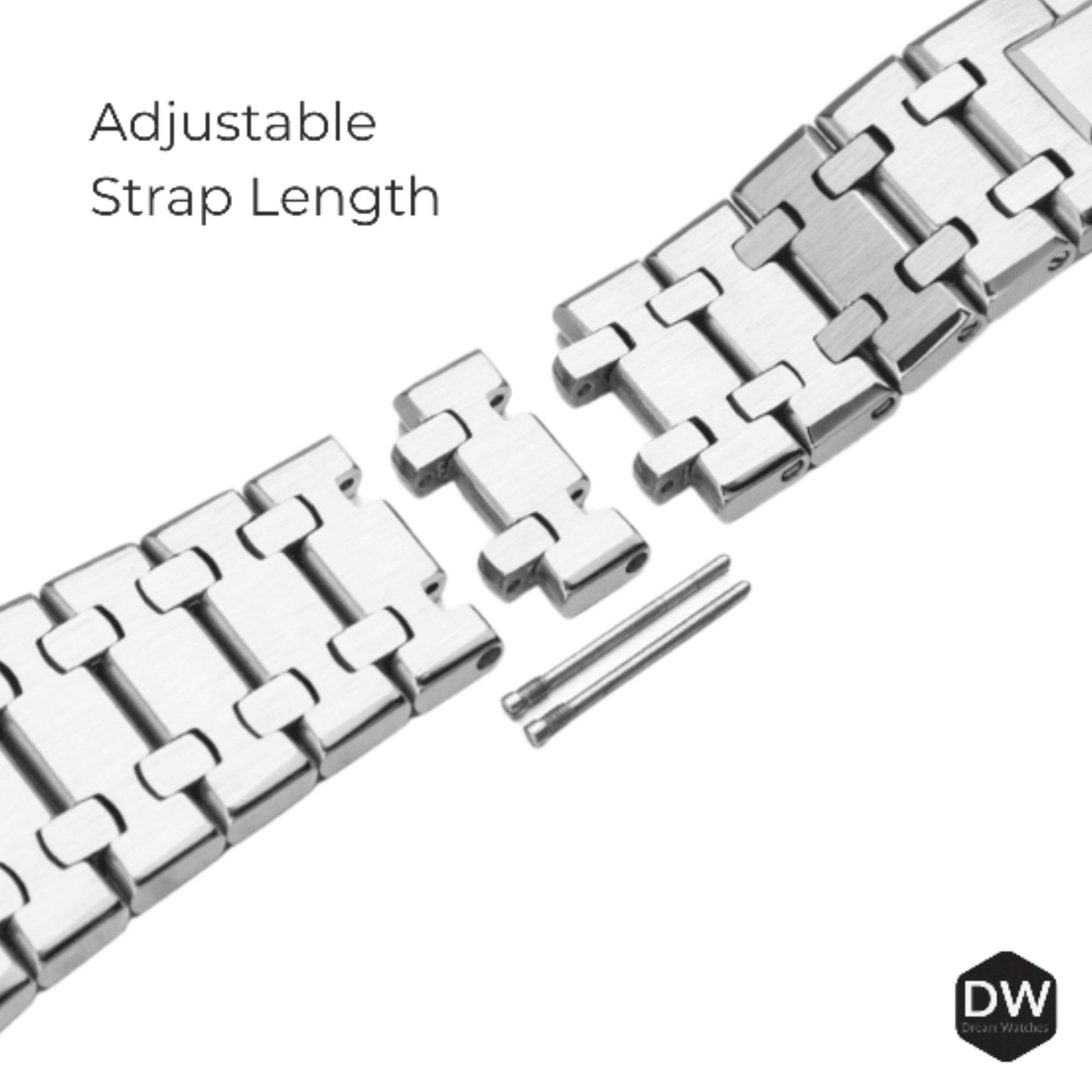 Mod Kit Metal Watchband and Metal Case for G-shock GM-2100 and GM-2110/B-2100 " Casioak" (Silver Bracelet)