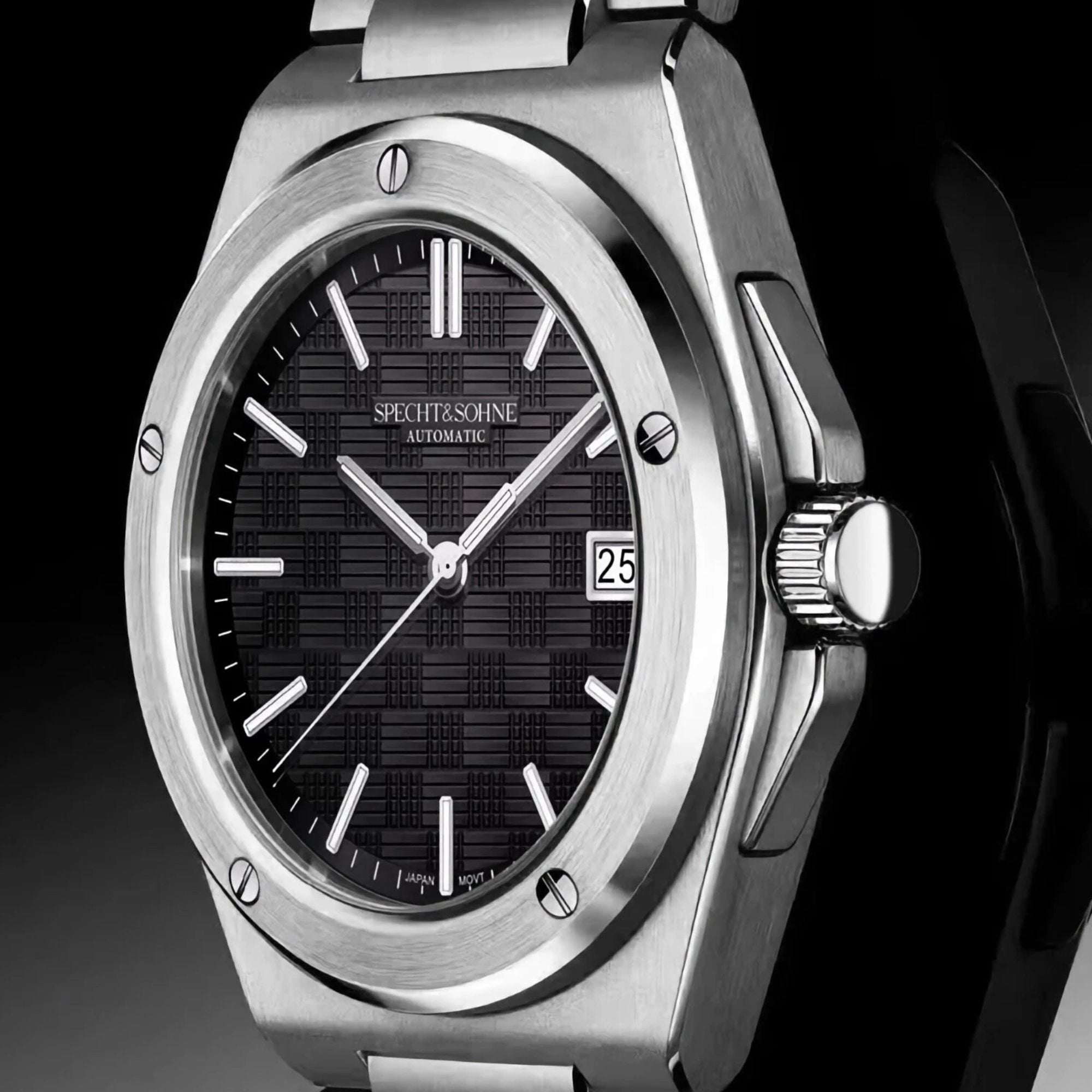 SPECHT&SOHNE Elegant Men's Japan Miyota 8215 Automatic Mechanical Watch Stainless Steel Sapphire Crystal 50m Waterproof Luminous Sports Wristwatches