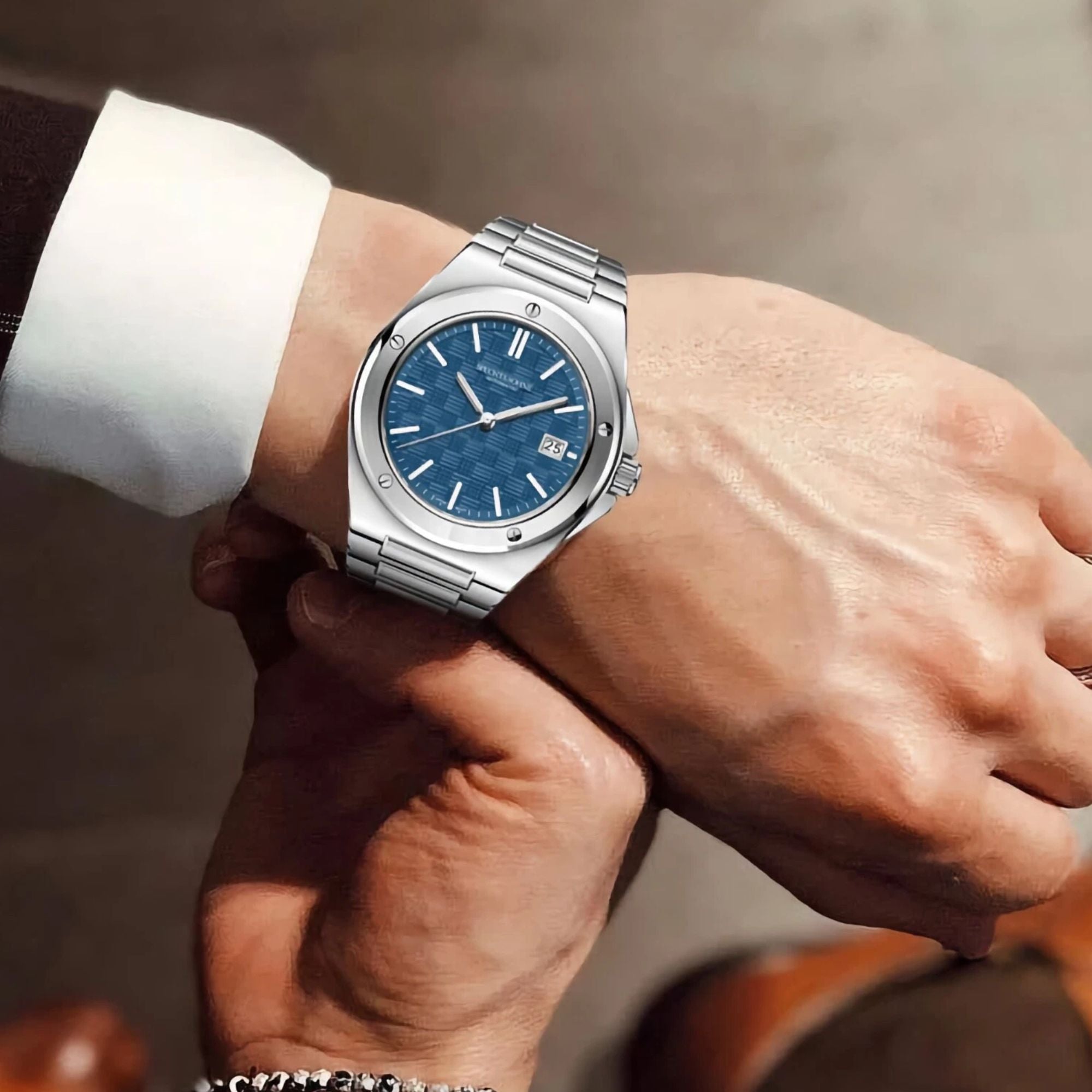 SPECHT&SOHNE Elegant Men's Japan Miyota 8215 Automatic Mechanical Watch Stainless Steel Sapphire Crystal 50m Waterproof Luminous Sports Wristwatches