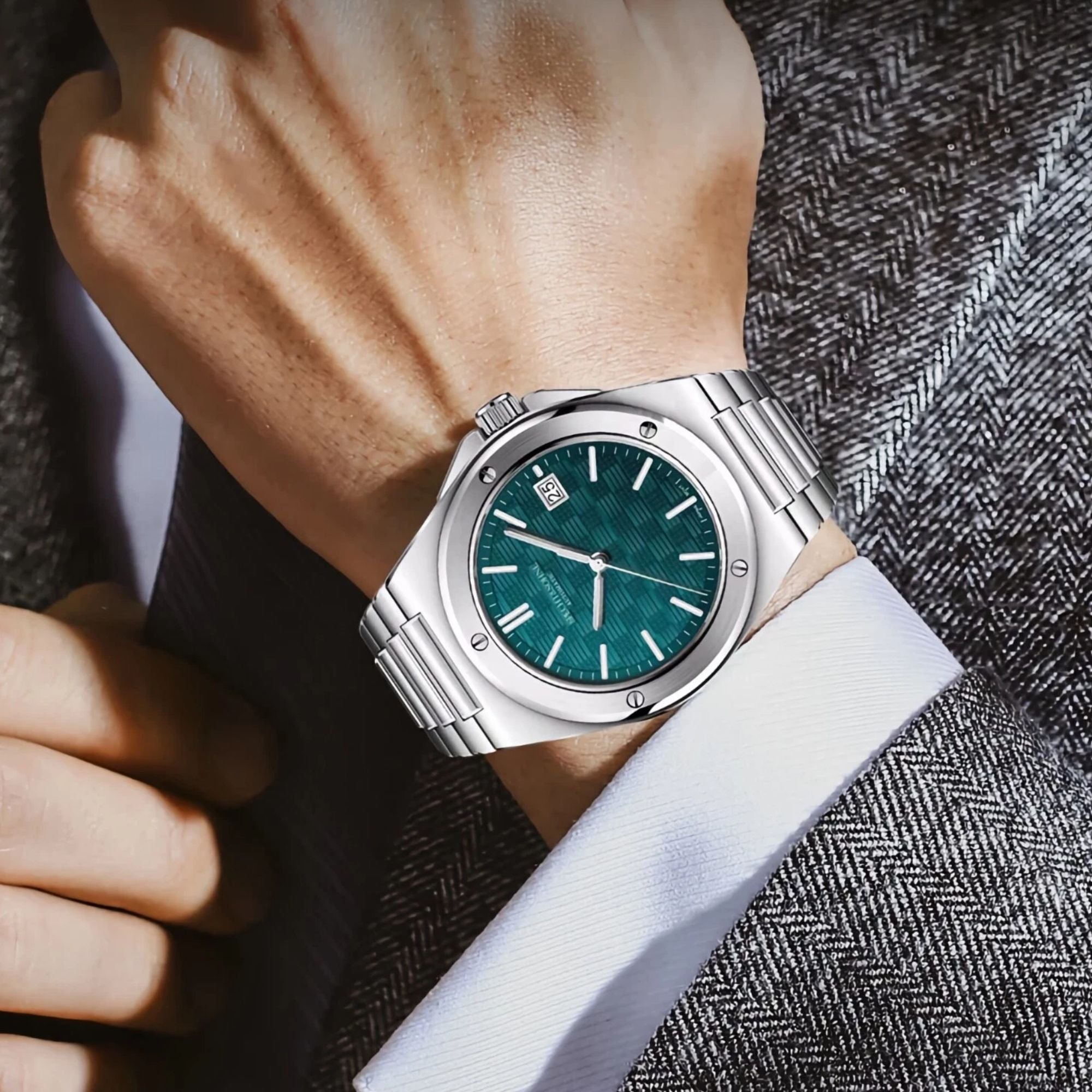 SPECHT&SOHNE Elegant Mens Japan Miyota 8215 Automatic Mechanical Watch Stainless Steel Sapphire Crystal 50m Waterproof Luminous Sports Wristwatches