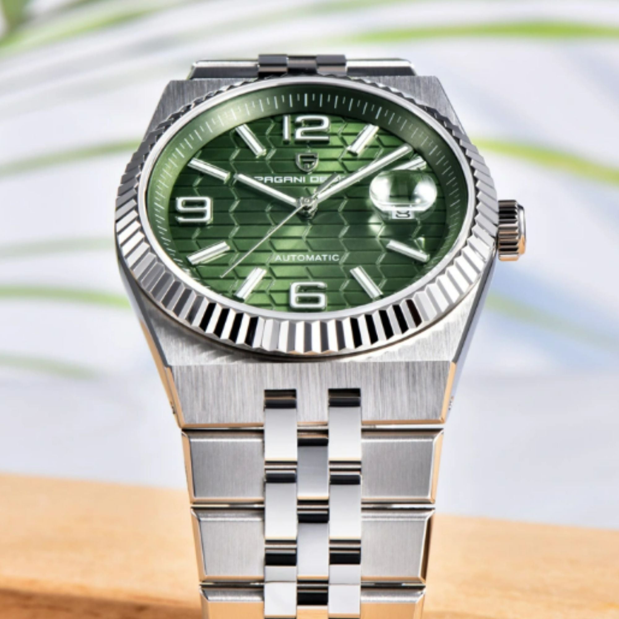PAGANI DESIGN PD-YS027 New Men's Automatic Watch Stainless Steel Mechanical Waterproof Wrist Watch for Men, Synthetic Sapphire Dial Glass