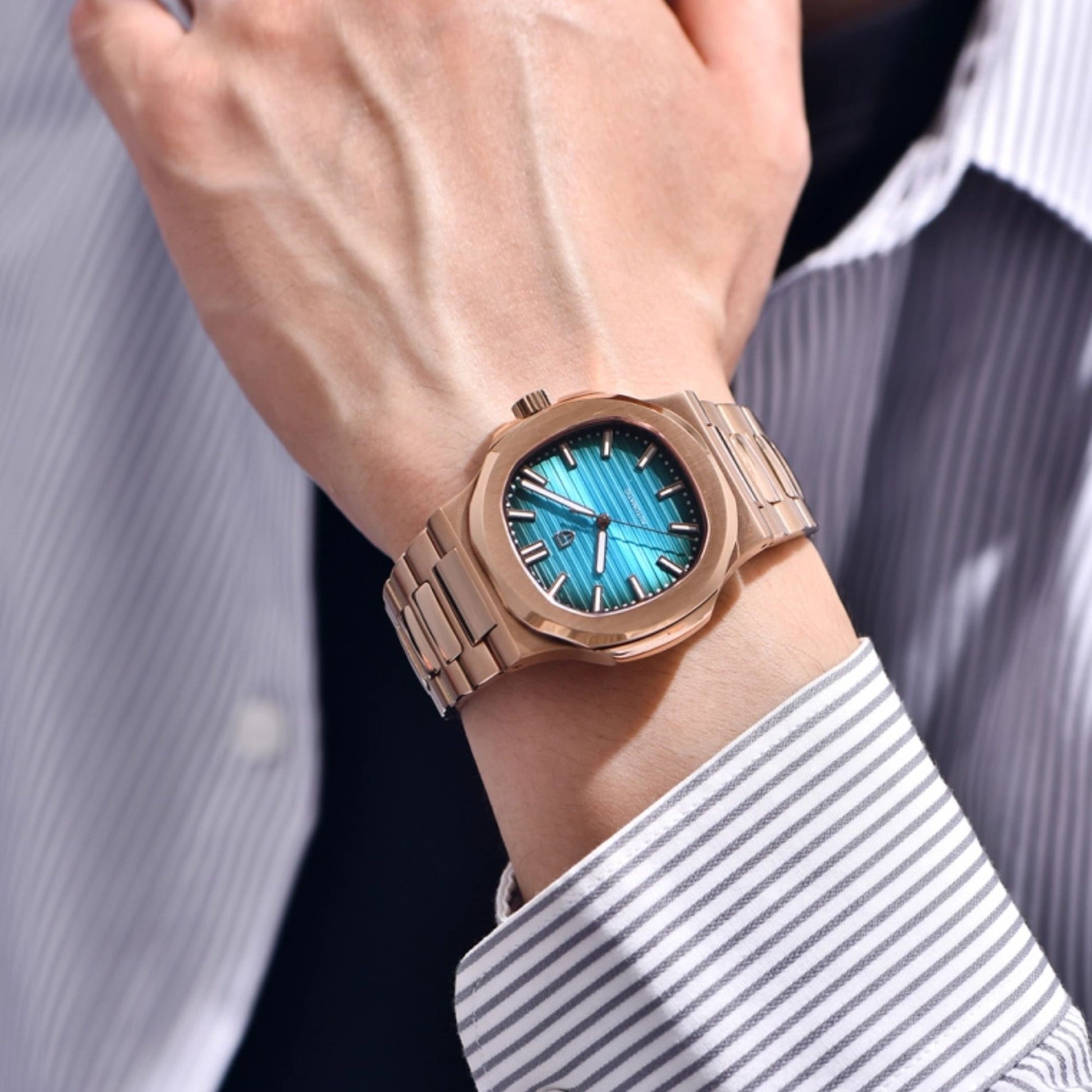 PAGANI DESIGN PD-1728 Rose Gold Men's Automatic Watches 40mm Luxury Stainless Steel Casual Waterproof Wrist Watches Sapphire Dial Glass