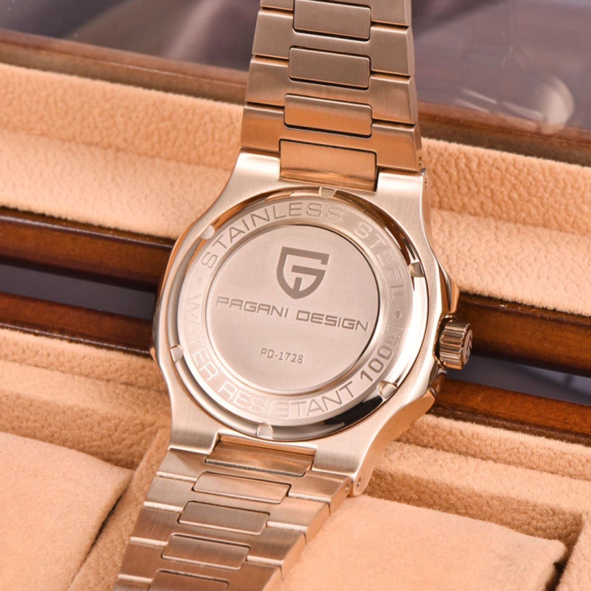 PAGANI DESIGN PD-1728 Rose Gold Men's Automatic Watches 40mm Luxury Stainless Steel Casual Waterproof Wrist Watches Sapphire Dial Glas