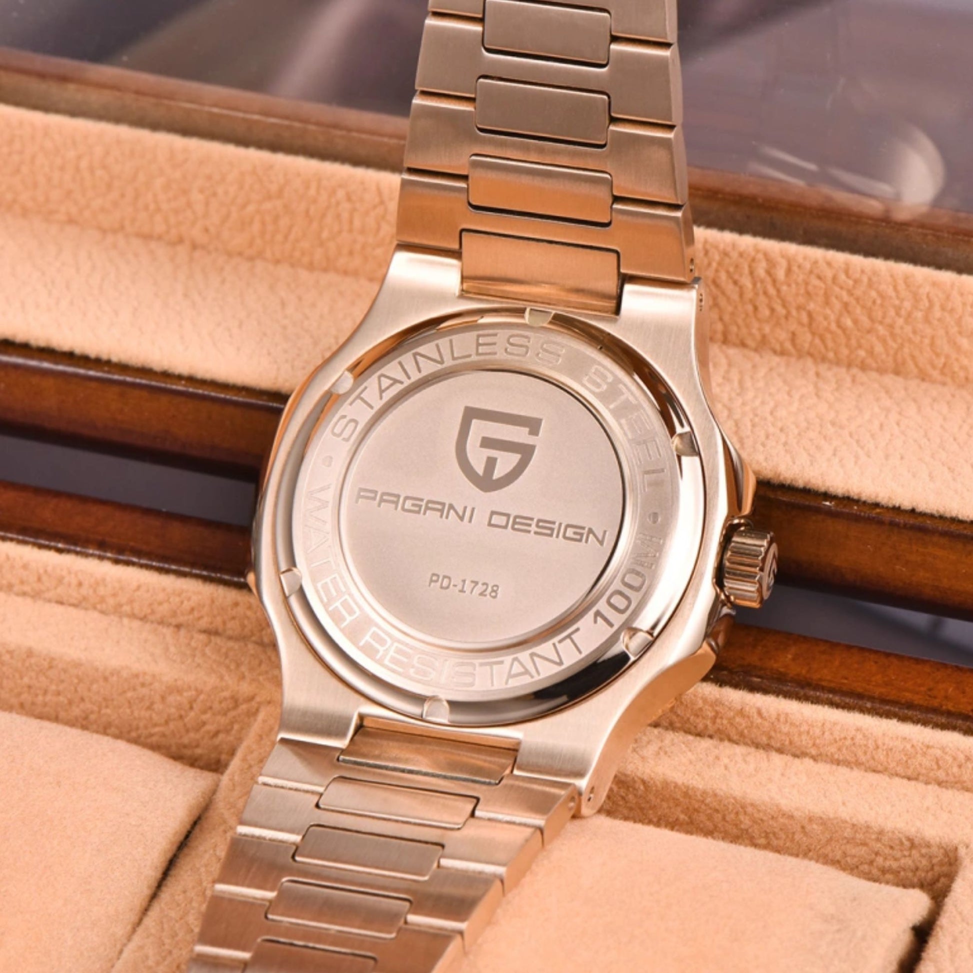 PAGANI DESIGN PD-1728 Rose Gold Men's Automatic Watches 40mm Luxury Stainless Steel Casual Waterproof Wrist Watches Sapphire Dial Glas