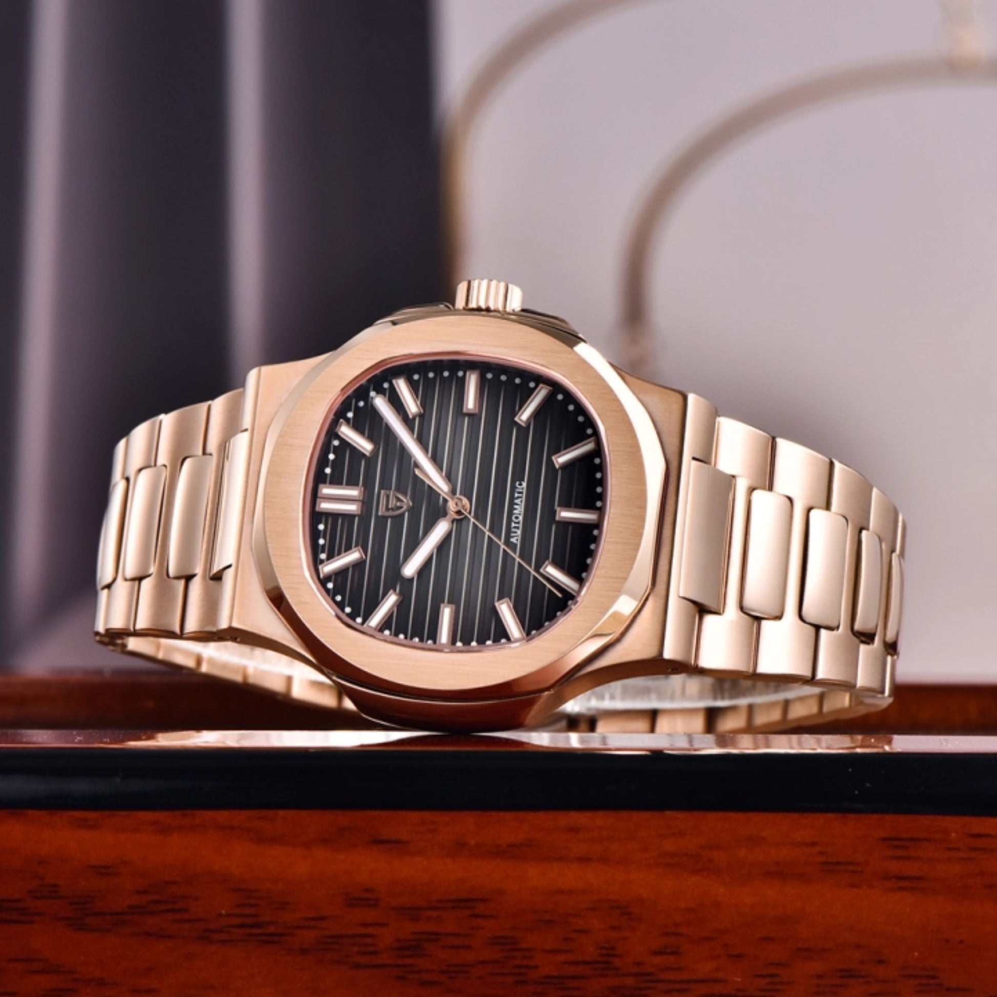PAGANI DESIGN PD-1728 Rose Gold Men's Automatic Watches 40mm Luxury Stainless Steel Casual Waterproof Wrist Watches Sapphire Dial Glass