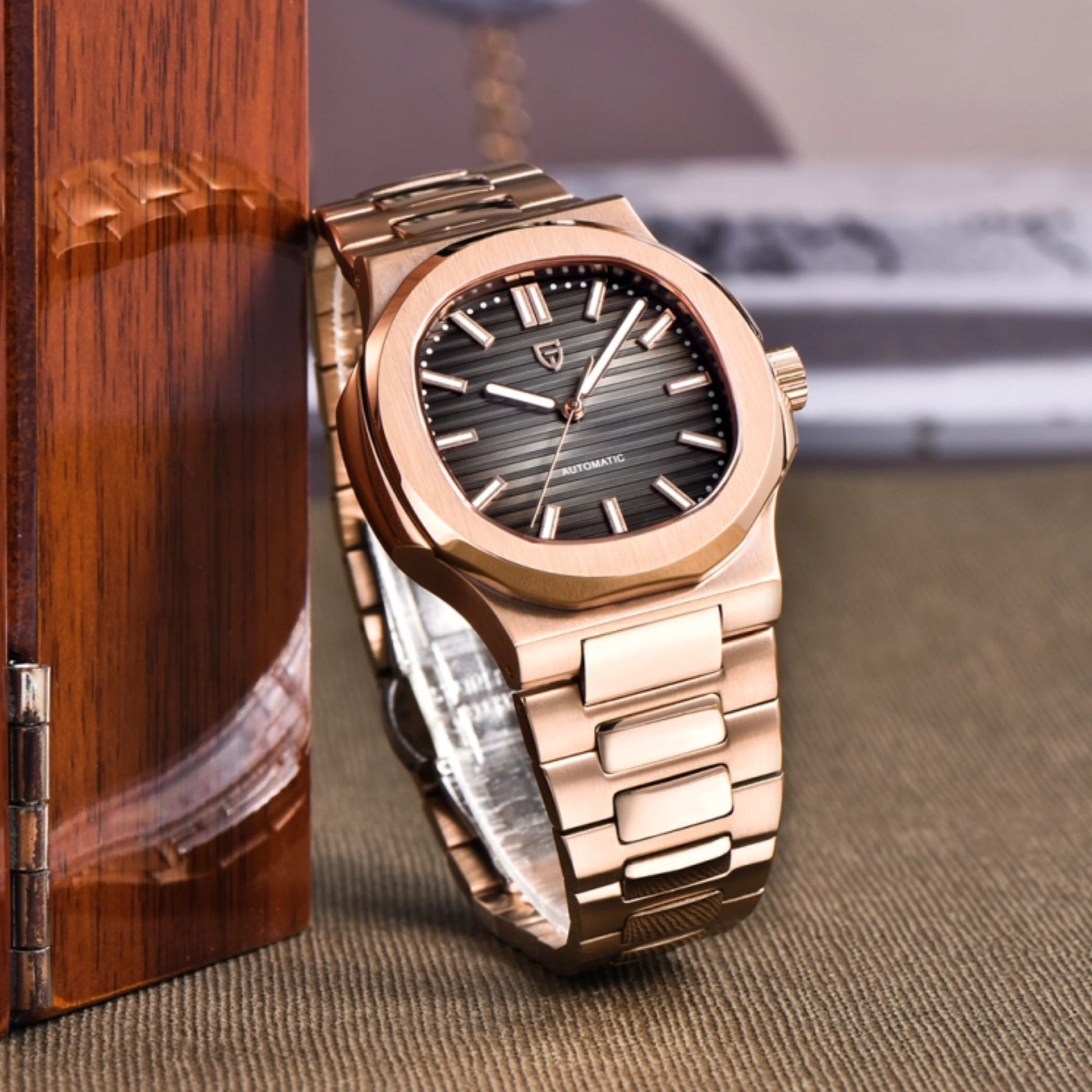 PAGANI DESIGN PD-1728 Rose Gold Men's Automatic Watches 40mm Luxury Stainless Steel Casual Waterproof Wrist Watches Sapphire Dial Glass