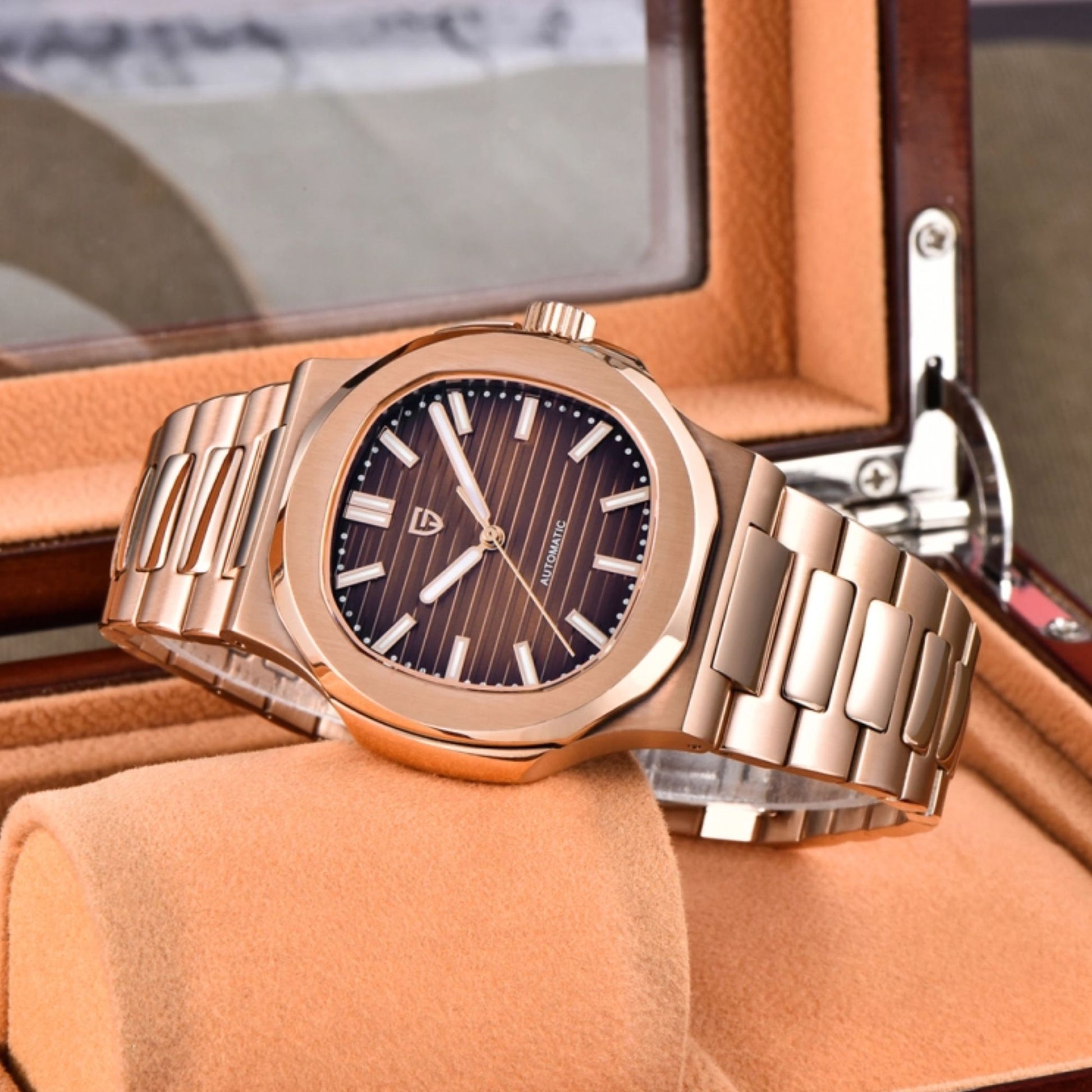 PAGANI DESIGN PD-1728 Rose Gold Men's Automatic Watches 40mm Luxury Stainless Steel Casual Waterproof Wrist Watches Sapphire Dial Glas