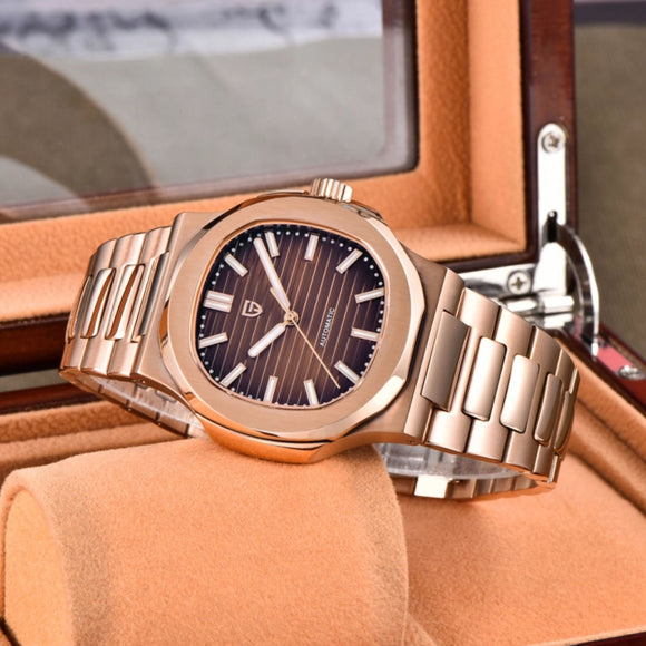 PAGANI DESIGN PD-1728 Rose Gold Men's Automatic Watches 40mm Luxury Stainless Steel Casual Waterproof Wrist Watches Sapphire Dial Glas